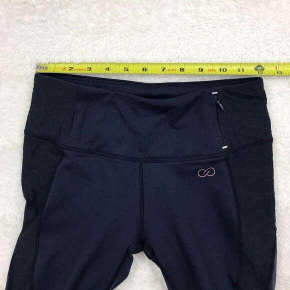 CALIA Textured Mesh Pieced Capri Leggings Small Blue Honeycomb Pattern - Picture 4 of 6